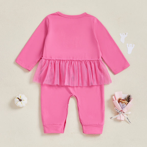 Pink Skeleton Romper with Tulle Tutu skirt for Baby Girl