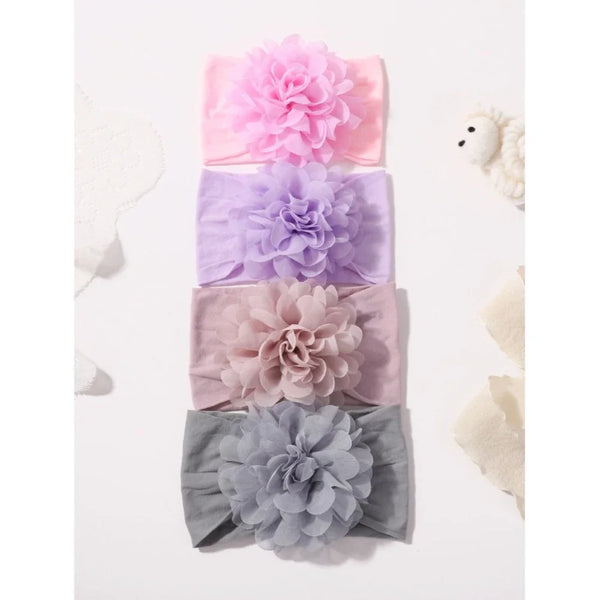 4pcs/set Chiffon Stretchy Flower Headband for Baby Girls