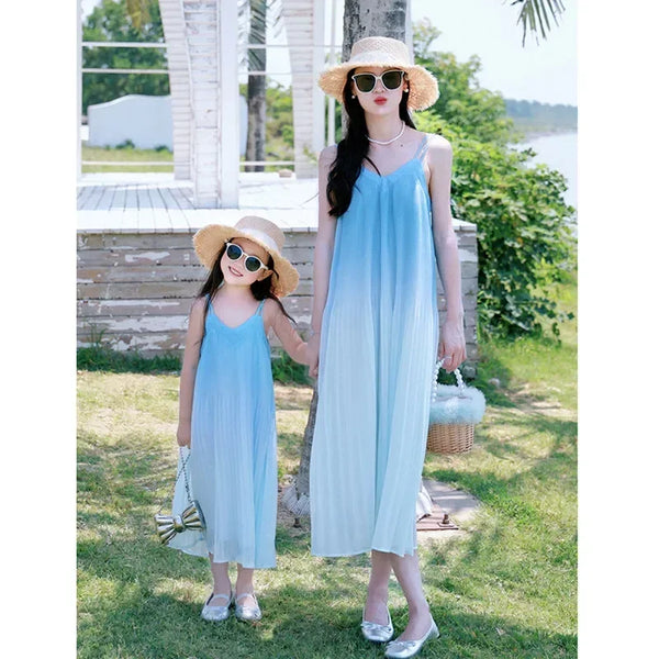 Momma & Me Matching: The Una Blue Dip-Dye Ombre Shift Sundress- EXTENDED SIZES!