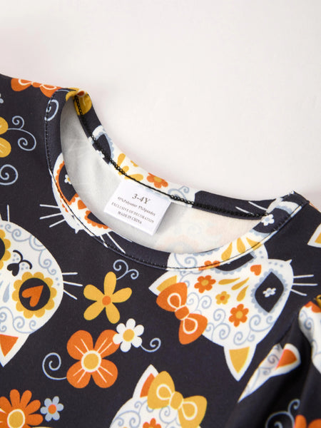Dia De Los Muertos Kitty Twirl Dress