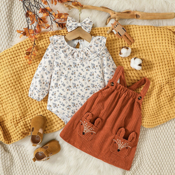 Little Fox Romper Dress Outfit for Baby & Toddler Girls