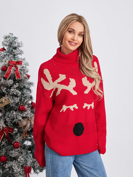 Reindeer Face Women's Christmas Sweater