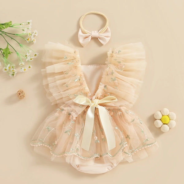 Nadine Princess Romper Dress with Matching Headband