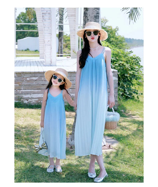 Momma & Me Matching: The Una Blue Dip-Dye Ombre Shift Sundress- EXTENDED SIZES!