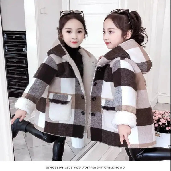 Georgi Plaid Lined Button Down Jacket for Girls