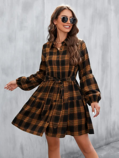 The Tessa Button Front Plaid Dress for Women & Teens