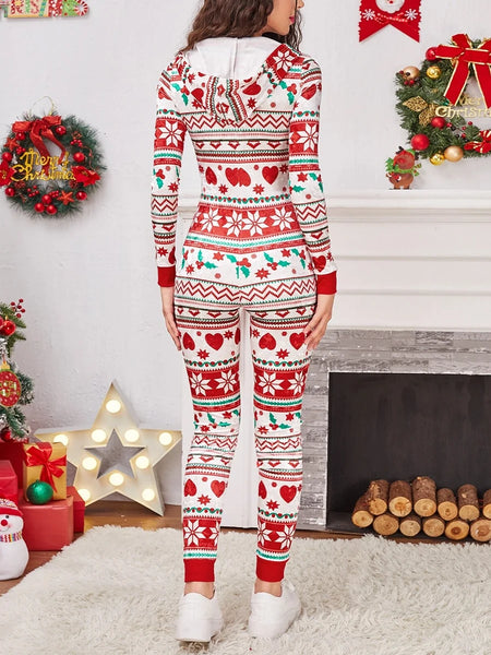 Hearts & Snowflakes Women's Holiday Lounge Jumpsuit