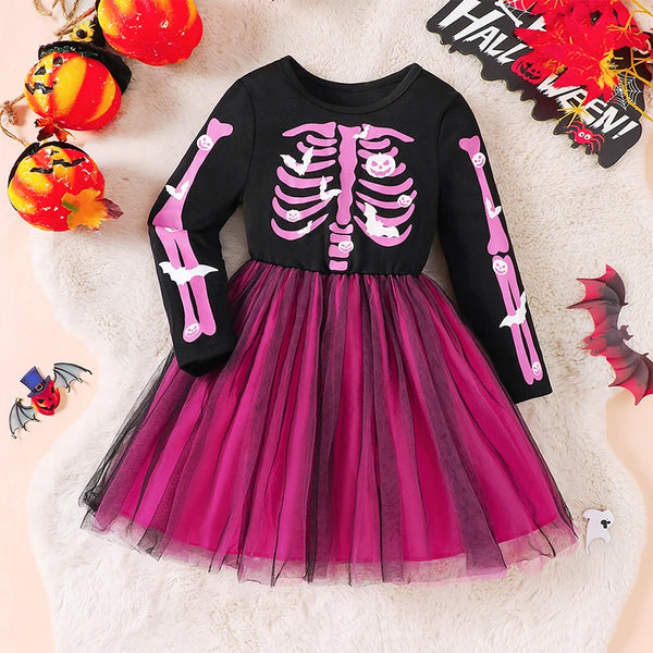 Glam Skeleton Girls Twirl Dress