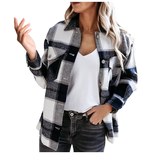 The Autumn Plaid Shacket with Silver Buttons for Women & Teens