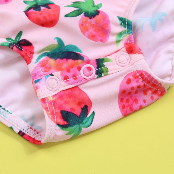 The Frilly Strawberry Gingham One-Piece for Babies & Little Girls