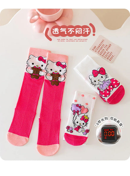 3 Pack: Hello Kitty™, Cinnamoroll™, Kuromi™ or MyMelody™ Knee High Socks for Girls