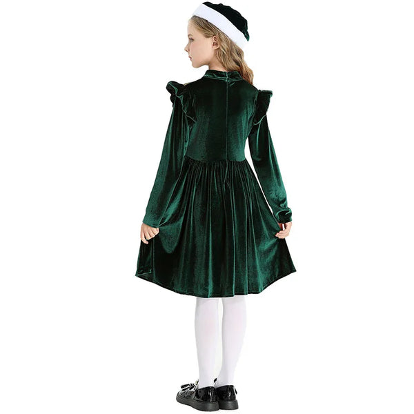 Amberlee Ruffled Velvet Dress for Girls