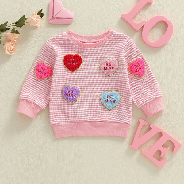 Candy Hearts Striped Long Sleeve Top for Baby & Little Girls
