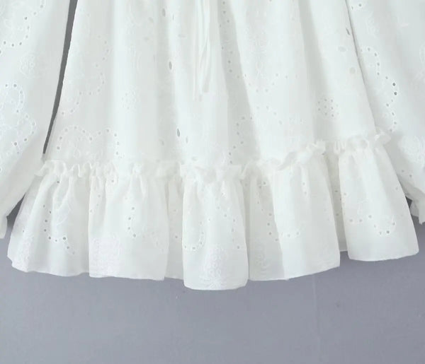 Blanca Off The Shoulder White Eyelet Sweetheart Mini Dress for Women & Teens