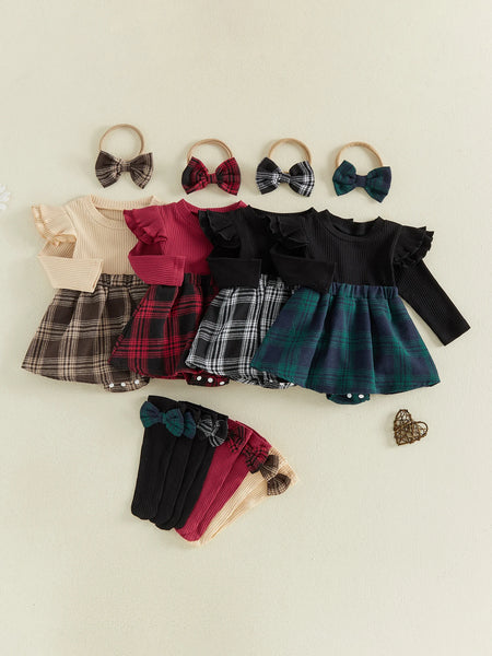 Phillipa Plaid 4-Piece Outfit Set for Baby & Toddler Girls