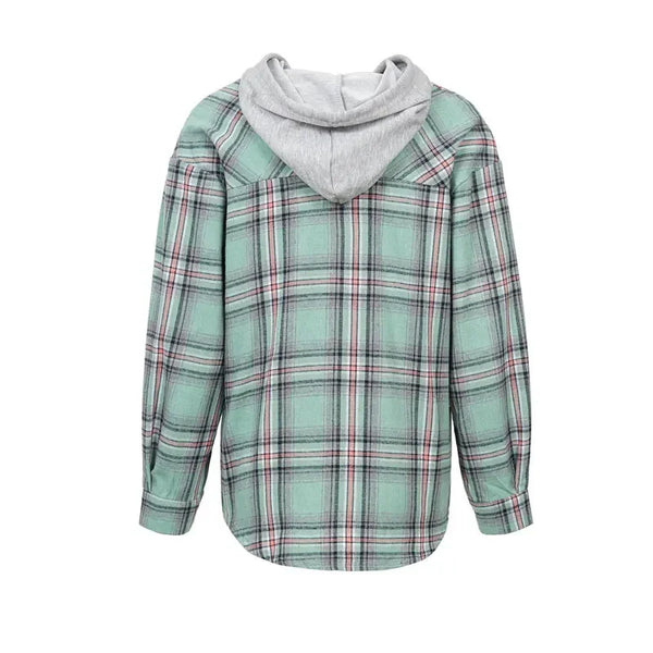 The Cher Plaid Lightweight Hooded Shacket for Women & Teens