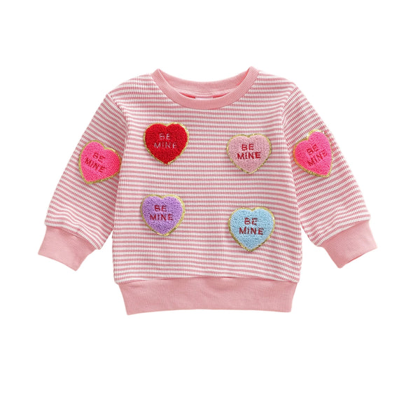 Candy Hearts Striped Long Sleeve Top for Baby & Little Girls