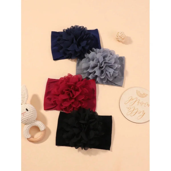 4pcs/set Chiffon Stretchy Flower Headband for Baby Girls