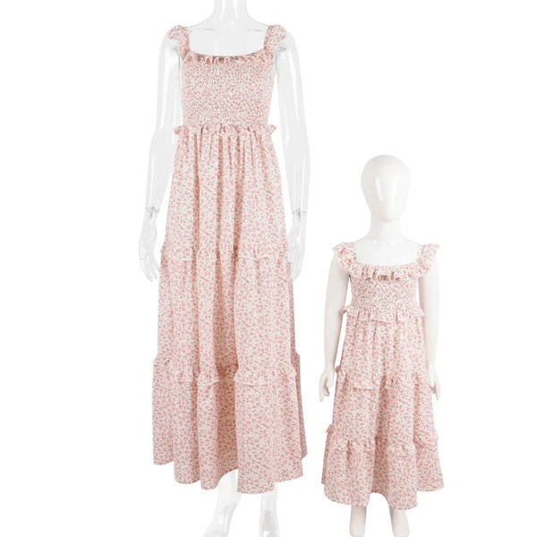 Momma & Me Pink Posies Boho Maxi Dress