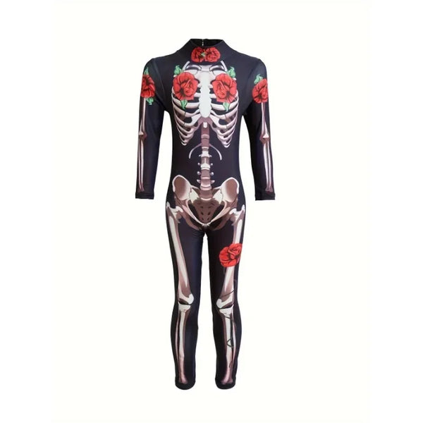 Momma & Me El Dia De Los Muertos Skeleton Rose Jumpsuit Costume for Women & Girls