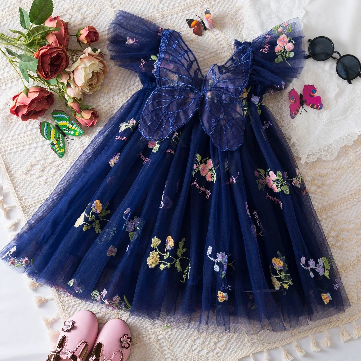 Fluture Floral Tulle Butterfly Wing Dress for Baby, Toddler & Little Girls