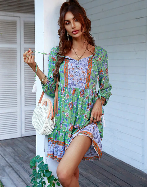 Jill Floral Boho Beach Dress for Women