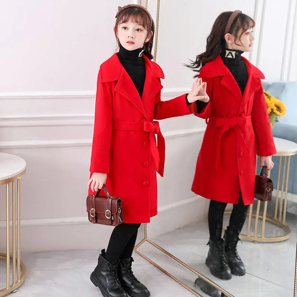 Maria Longline Dressy Wool Blend Coat for Girls