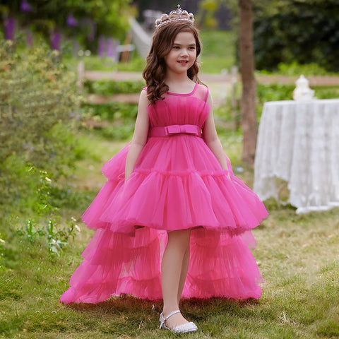 Dakota High Low Formal Ball Gown for Girls with Detachable Train