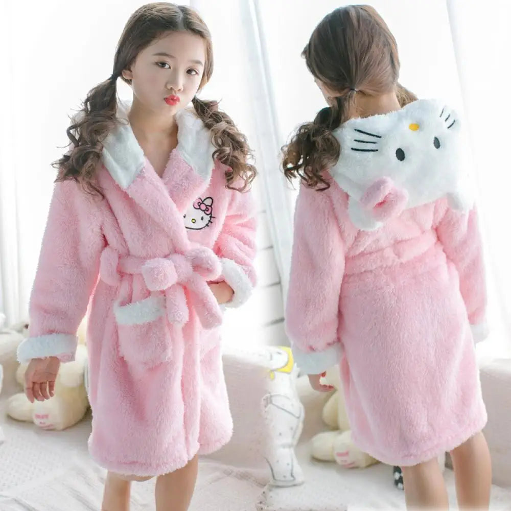 Super Soft Fleece Pretty Pink Hello Kitty™ Hooded Robe for Girls & Tweens