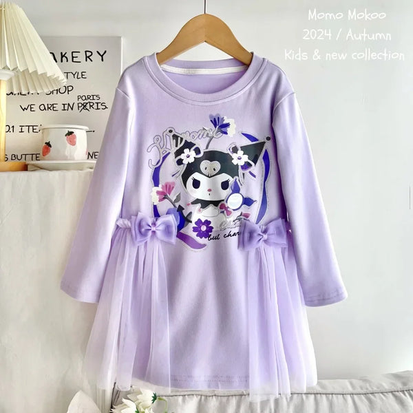 Hello Kitty Friends Cute Glam Dress in Cinnamoroll, Kuromi, or My Melody for Toddler & Little Girls