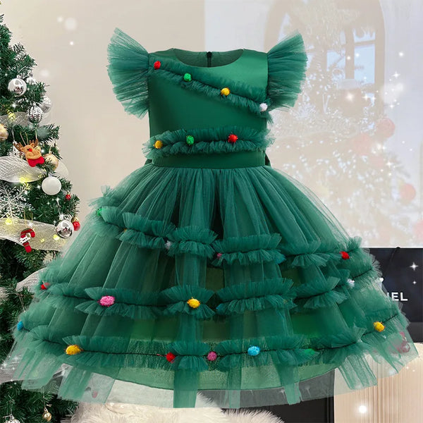 Merry Christmas Pom Pom Party Dress