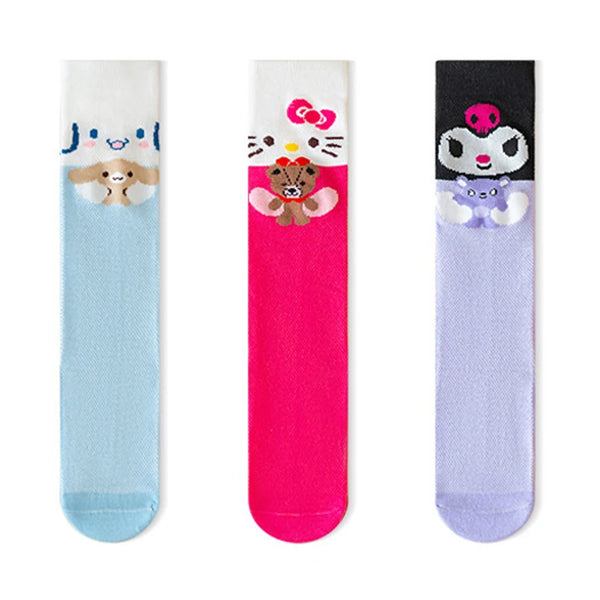 3 Pack: Hello Kitty™, Cinnamoroll™, Kuromi™ or MyMelody™ Knee High Socks for Girls
