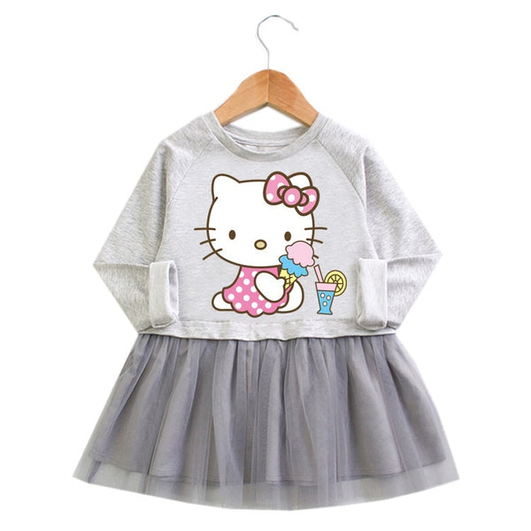 Little Girls Hello Kitty Long Sleeve TuTu Dress
