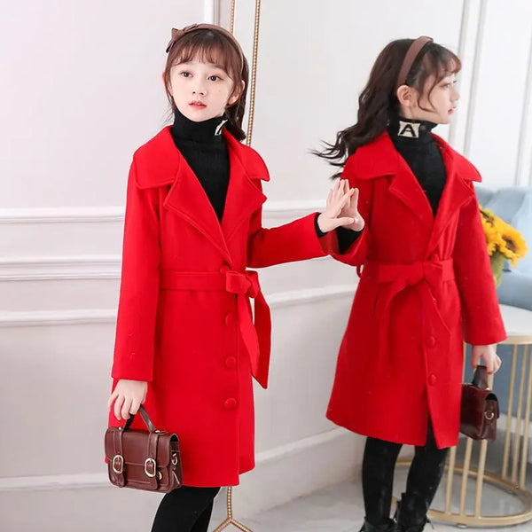 Maria Longline Dressy Wool Blend Coat for Girls