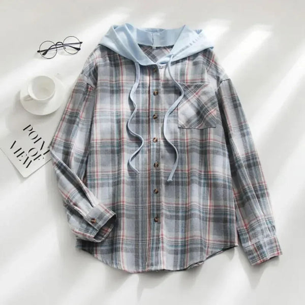 The Cher Plaid Lightweight Hooded Shacket for Women & Teens