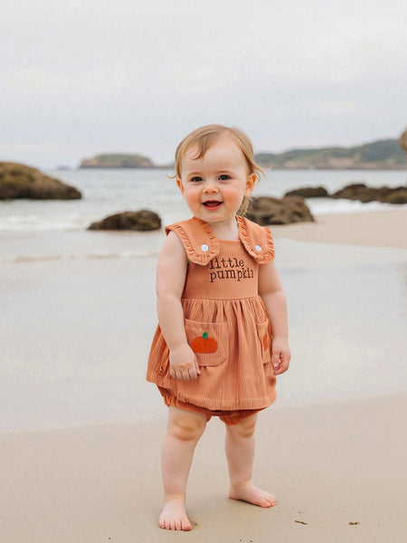 Little Pumpkin Orange Corduroy Outfit for Baby & Toddler Girls