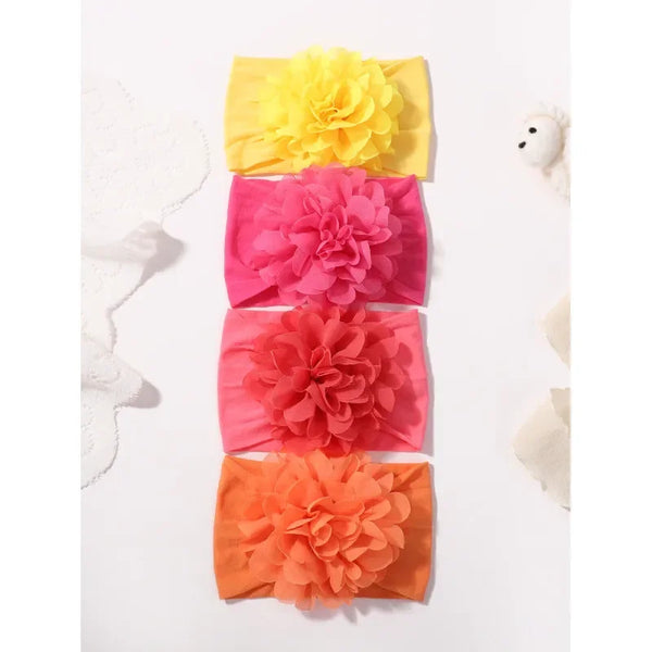 4pcs/set Chiffon Stretchy Flower Headband for Baby Girls