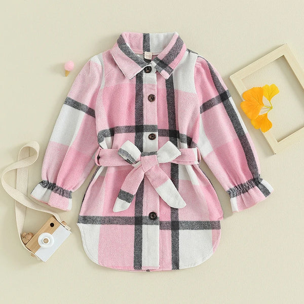 The Cassie Tie Waist Shacket for Little Girls