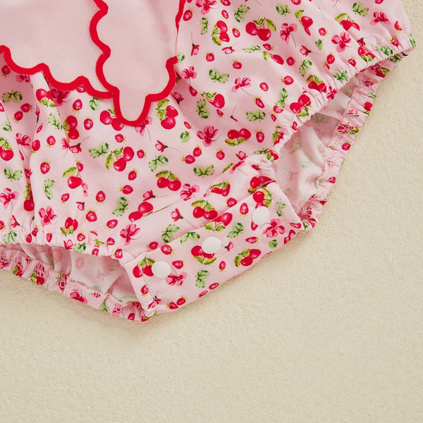 Cherry Bows Romper for Baby Girls