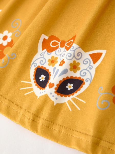 Dia De Los Muertos Kitty Twirl Dress
