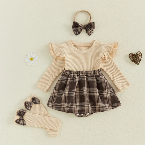 Phillipa Plaid 4-Piece Outfit Set for Baby & Toddler Girls
