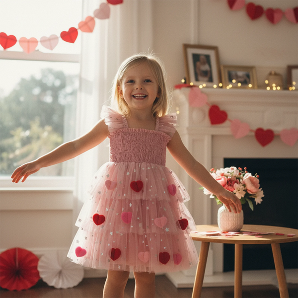 Mirabella Sparkly Hearts Party Dress for Toddler & Little Girls