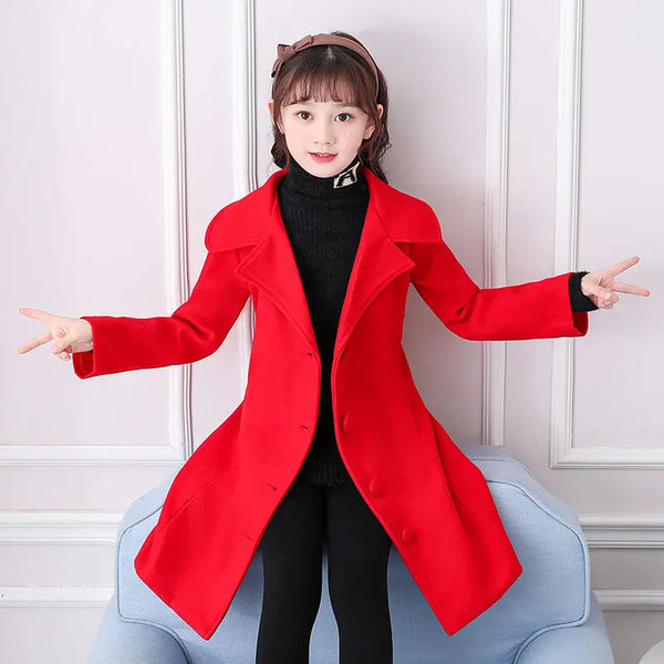 Maria Longline Dressy Wool Blend Coat for Girls
