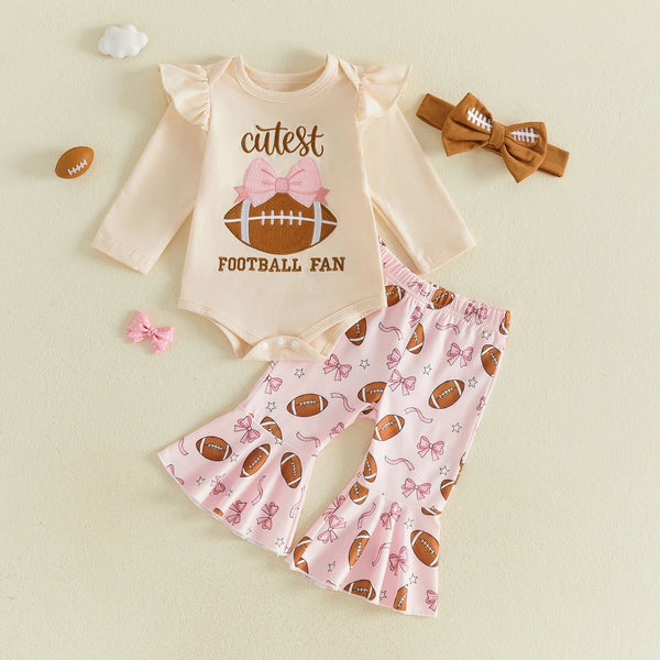 Cutest Football Fan 3-Piece Outfit for Baby & Toddler Girls