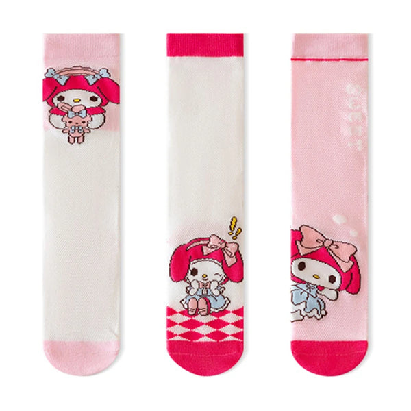 3 Pack: Hello Kitty™, Cinnamoroll™, Kuromi™ or MyMelody™ Knee High Socks for Girls
