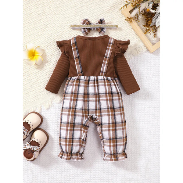 Emily Flutter Sleeve Plaid Romper Outfit for Baby Girl