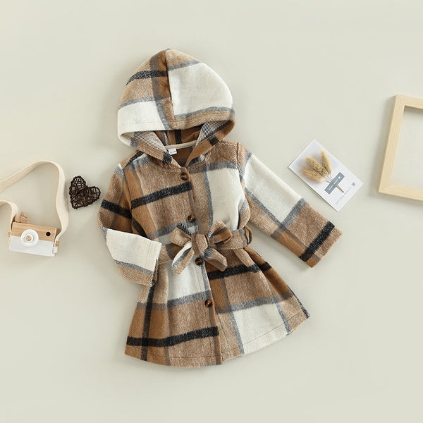 Alba Plaid Tie-Waist Hooded Jacket for Baby & Toddler Girls