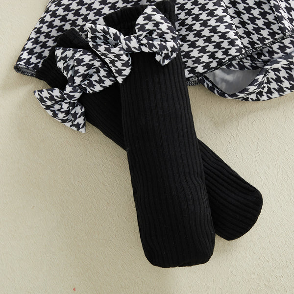 Greer Houndstooth Print 3-Piece Outfit for Baby Girls