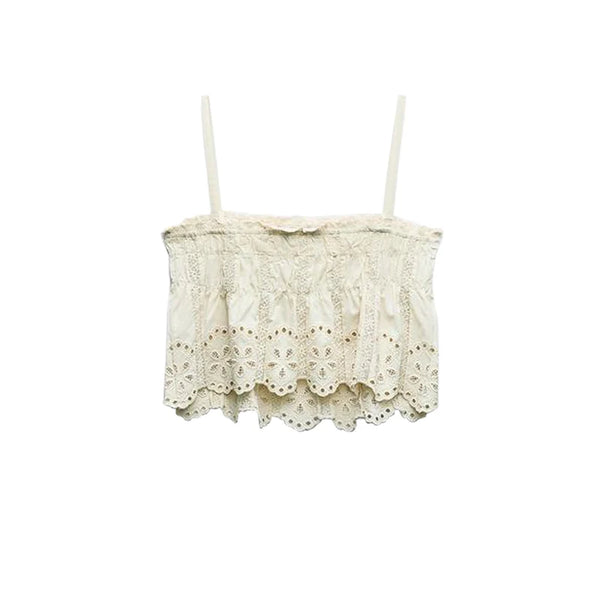 Elle Ivory Embroidered Eyelet Matching Top & Shorts for Women