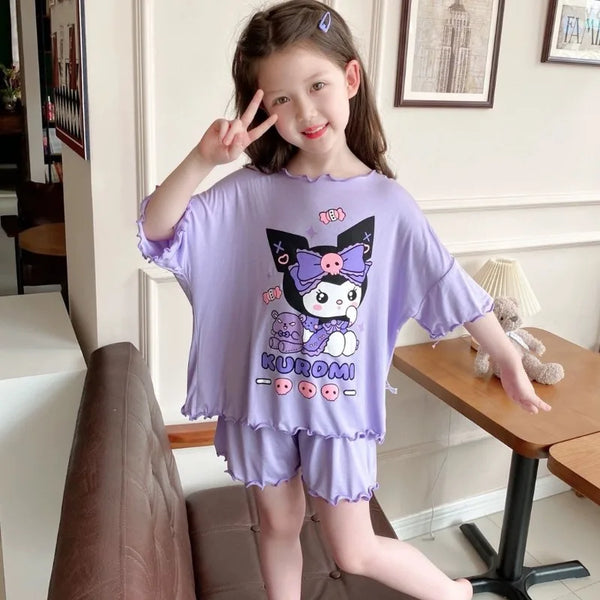 Kuromi Supersoft Knit Shorts & Top PJ/Lounge Set for Girls